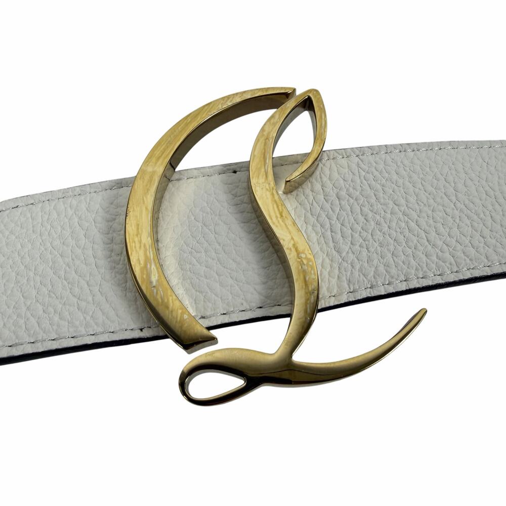 Christian Louboutin CL Logo Calf Leather Belt Leche White Size 90/36 - Picture 9 of 12